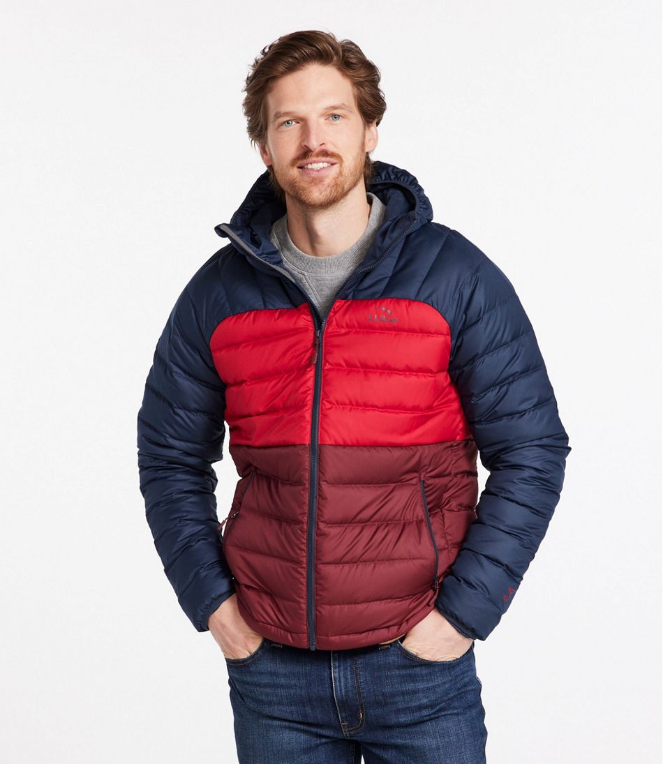 Men's Bean's Down Hooded Jacket, Colorblock | Insulated Jackets at L.L.Bean