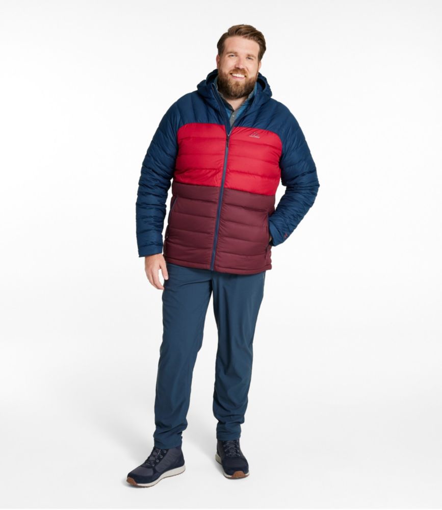 Men's Bean's Down Hooded Jacket, Colorblock, Burgundy/Nautical Navy, small image number 9