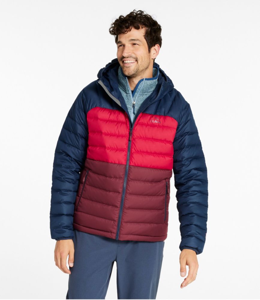 Men's Bean's Down Hooded Jacket, Colorblock