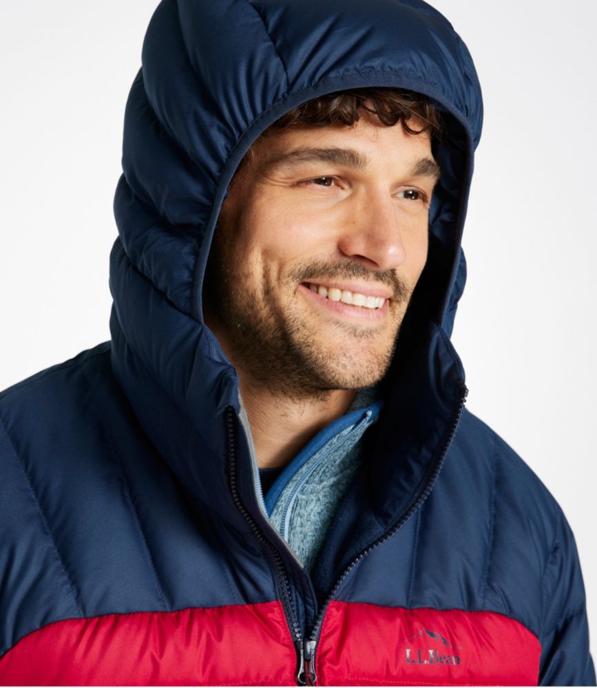 Men's Bean's Down Hooded Jacket, Colorblock