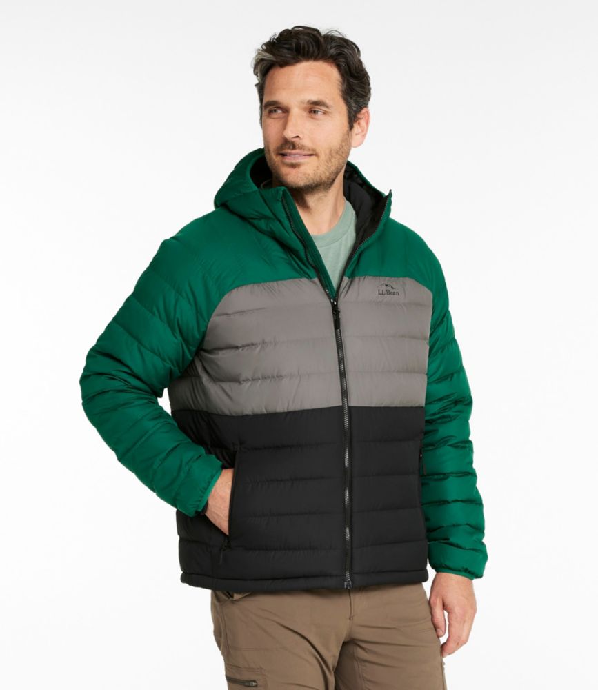 Men's Bean's Down Hooded Jacket, Colorblock