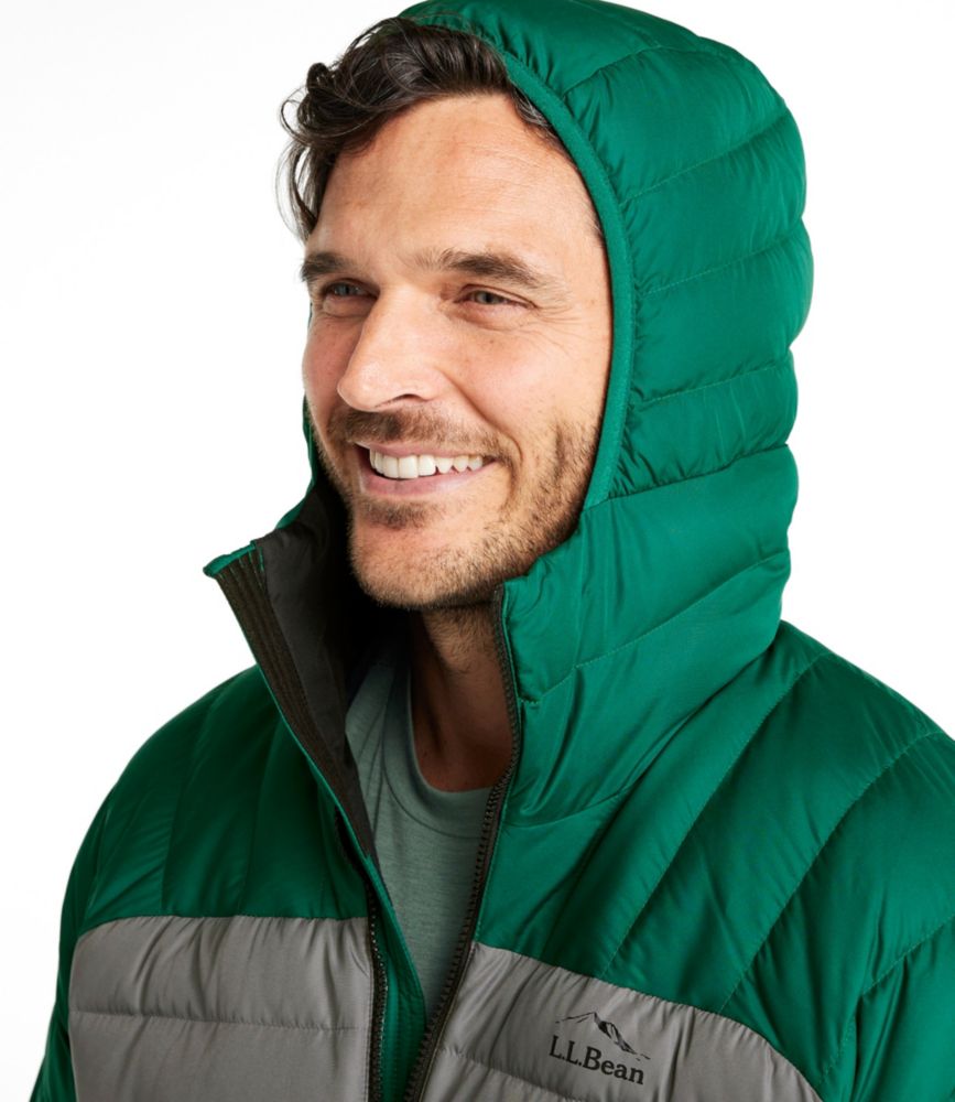 Men's Bean's Down Hooded Jacket, Colorblock