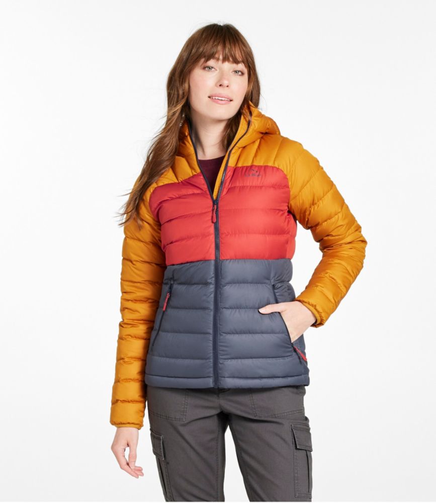 Women's Bean's Down Hooded Jacket, Colorblock
