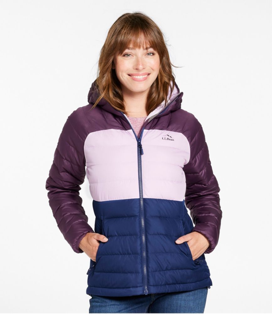 Women's Bean's Down Hooded Jacket, Colorblock