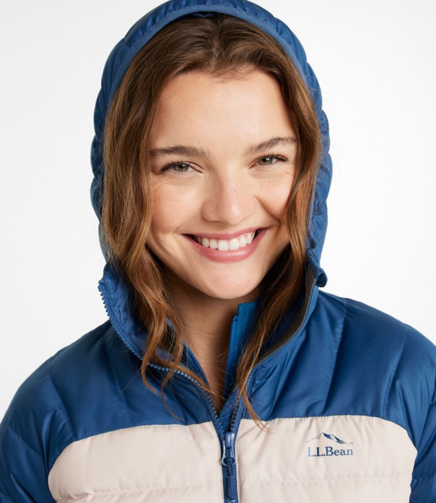 Women's Bean's Down Hooded Jacket, Colorblock