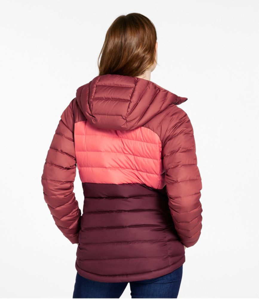Women's Bean's Down Hooded Jacket, Colorblock, Mallard Teal/Dark Pine, small image number 3