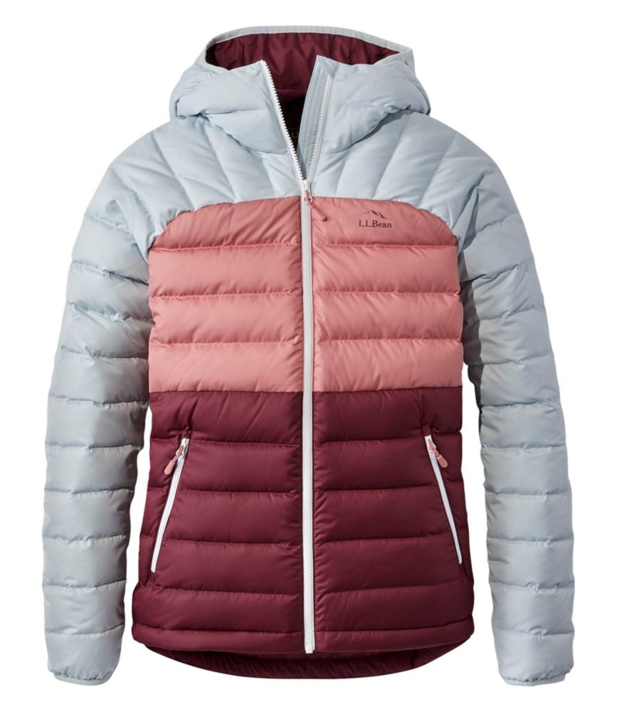 Women's Bean's Down Hooded Jacket, Colorblock Insulated Jackets at L