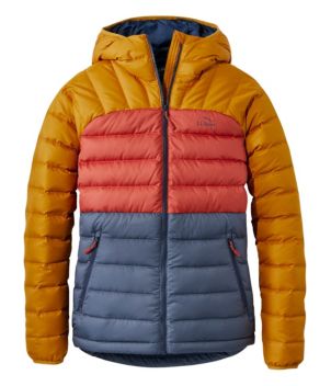 Women's Bean's Down Hooded Jacket, Colorblock