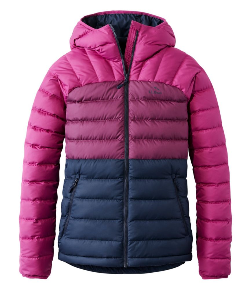 Women's Bean's Down Hooded Jacket, Colorblock Insulated Jackets at L
