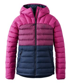 Women's Bean's Down Hooded Jacket, Colorblock