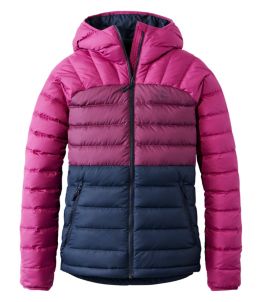 Women's Bean's Down Hooded Jacket, Colorblock