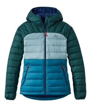 Women's Bean's Down Hooded Jacket, Colorblock