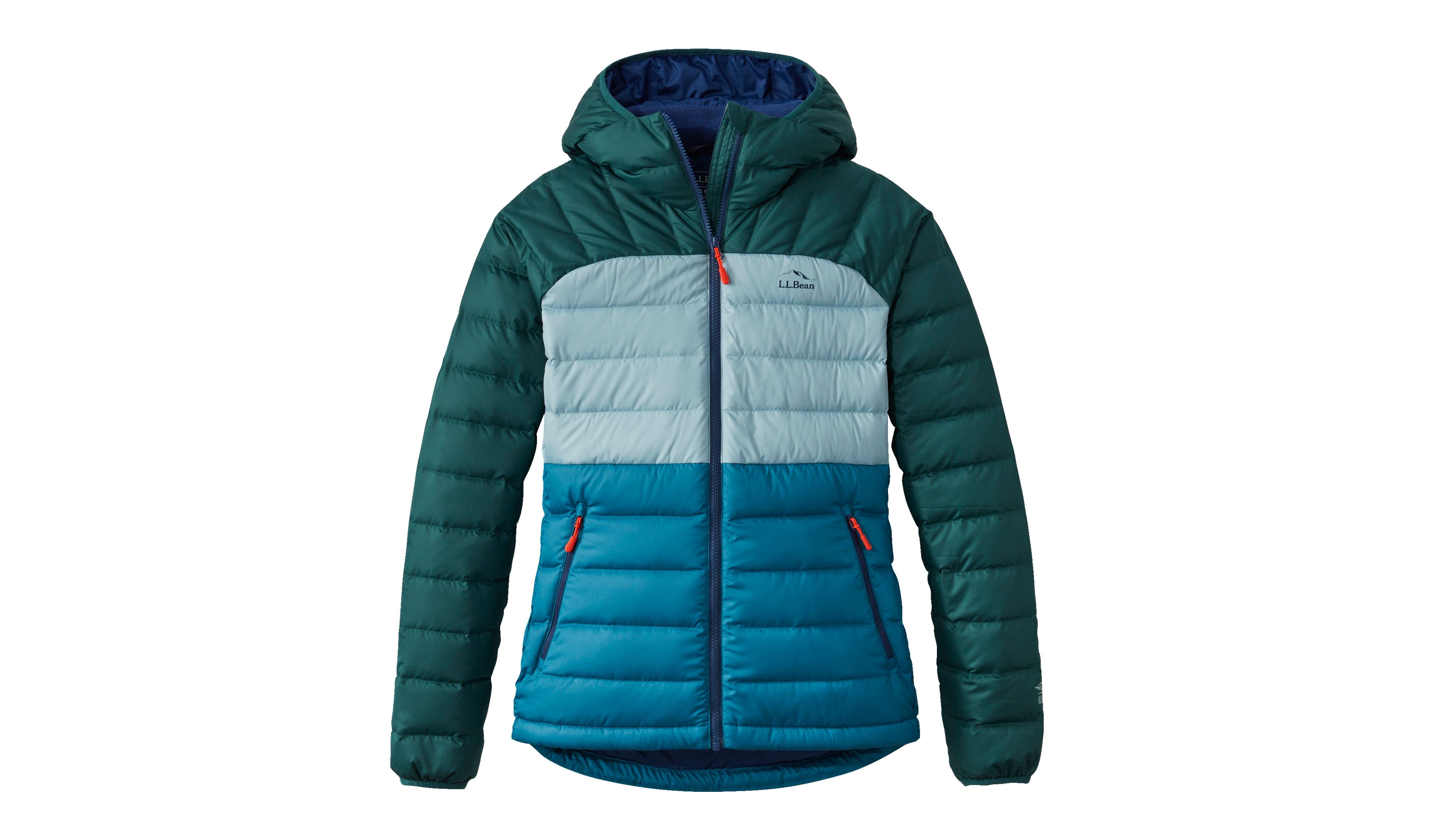 Women's Bean's Down Hooded Jacket, Colorblock