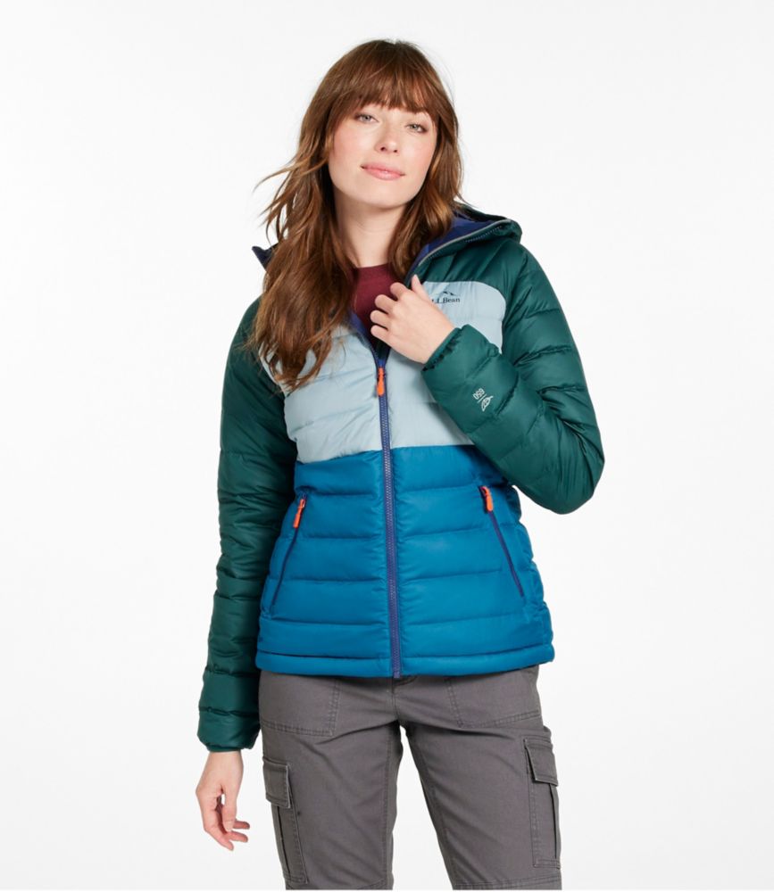 Women's Bean's Down Hooded Jacket, Colorblock