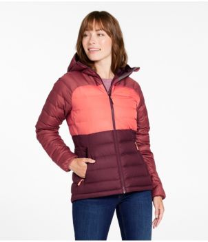 Women's Bean's Down Hooded Jacket, Colorblock