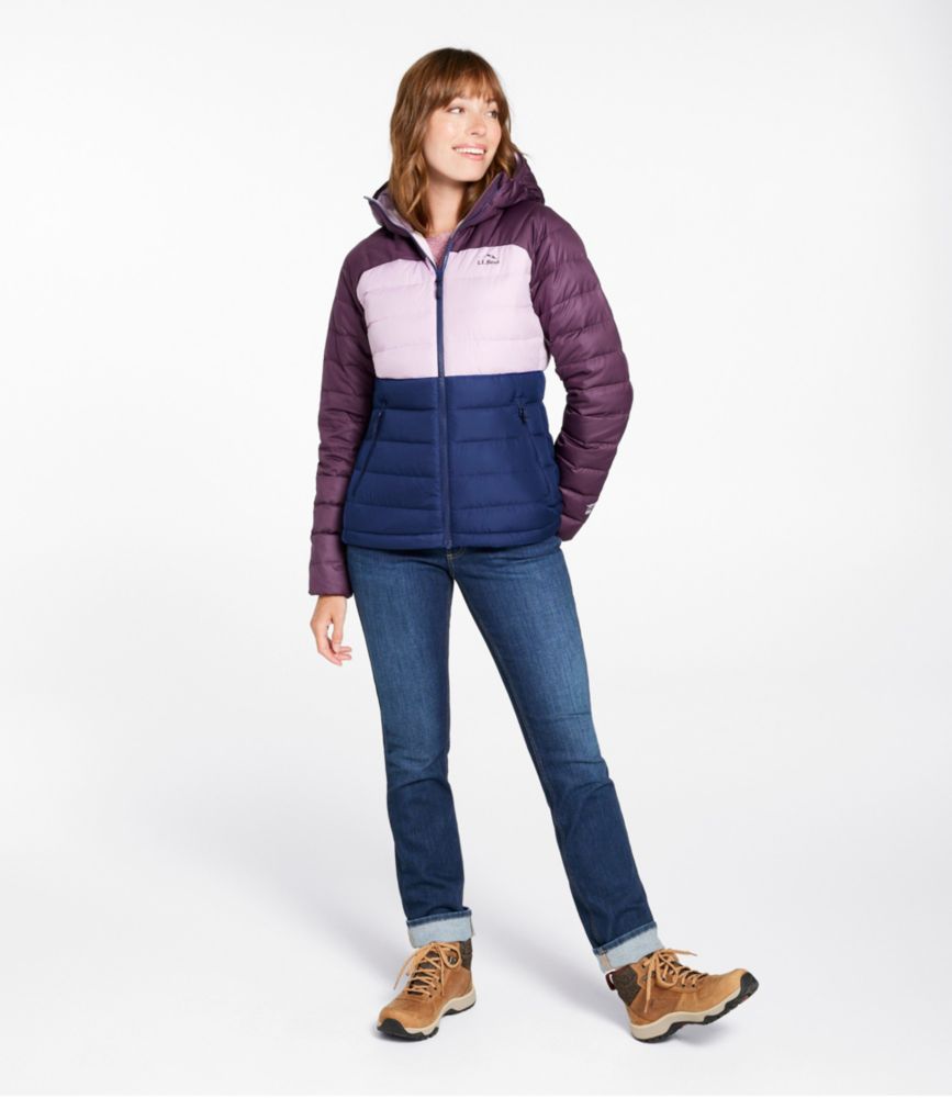 Women's Bean's Down Hooded Jacket, Colorblock