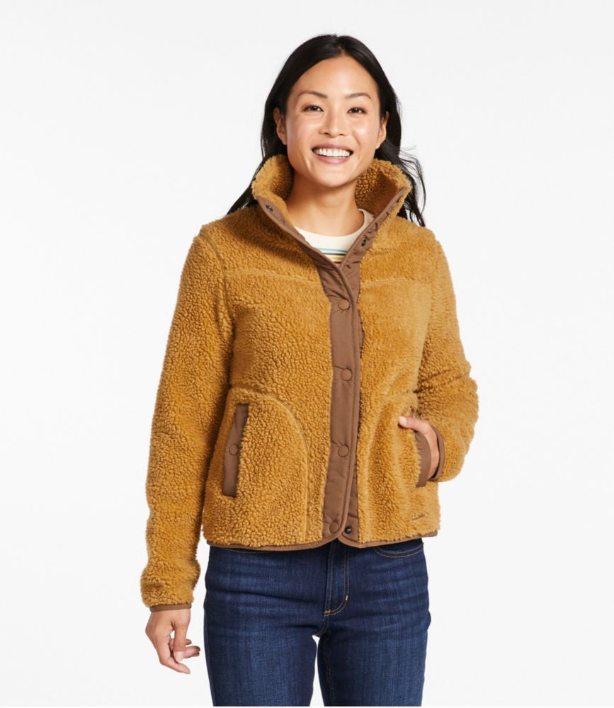 Women's Bean's Sherpa Fleece Jacket, Antique Gold, small image number 2