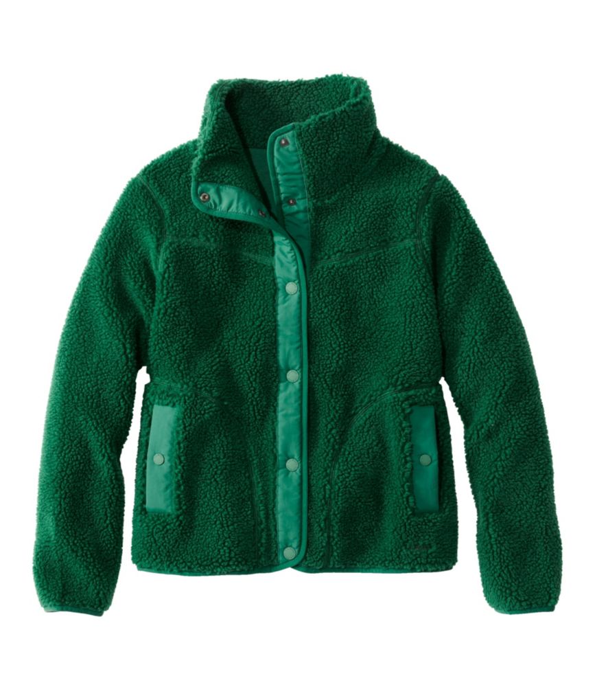 Women's Bean's Sherpa Fleece Jacket, Emerald Spruce, small image number 1