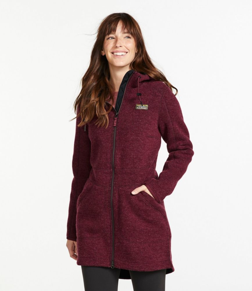 Women's Bean's WoolTek Coat, Burgundy Heather, small image number 2