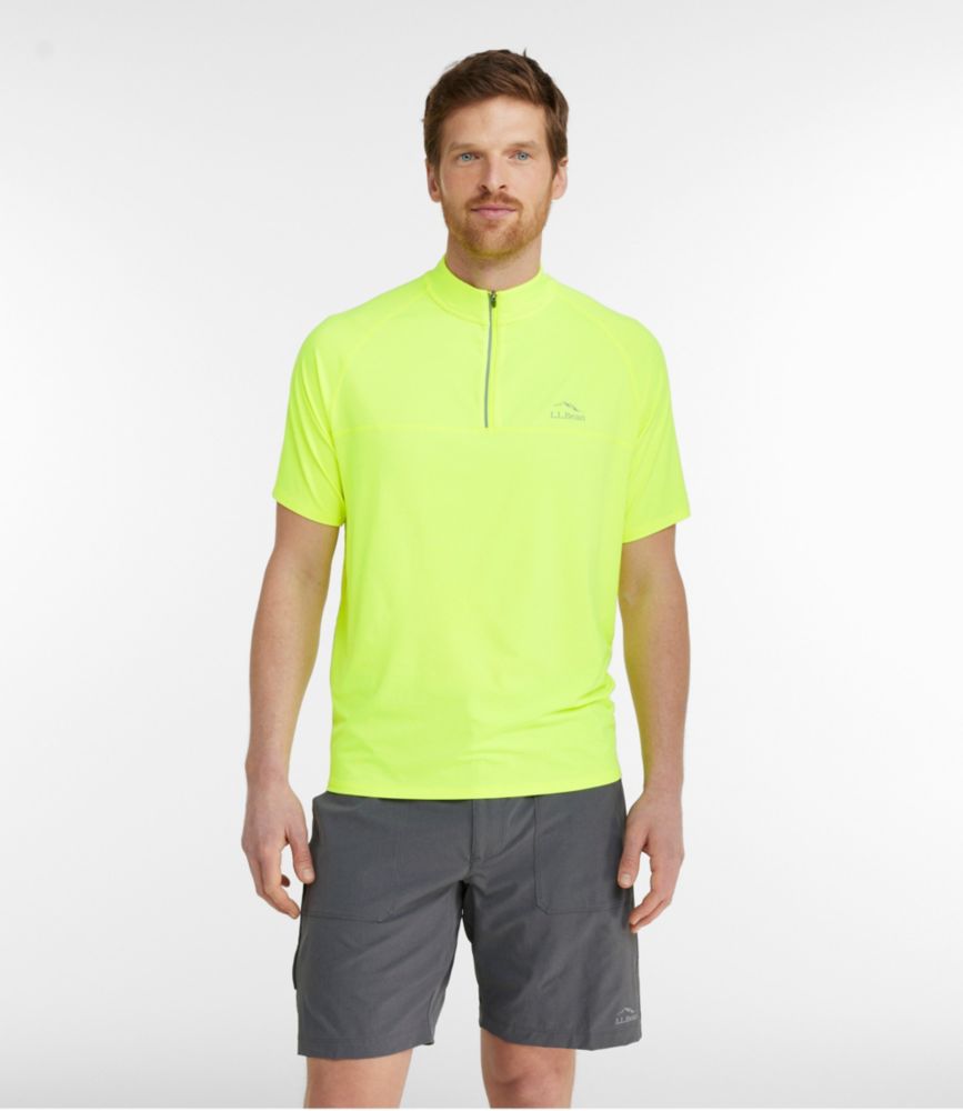 Men's Comfort Cycling Jersey, Short-Sleeve, Electric Yellow, small image number 2