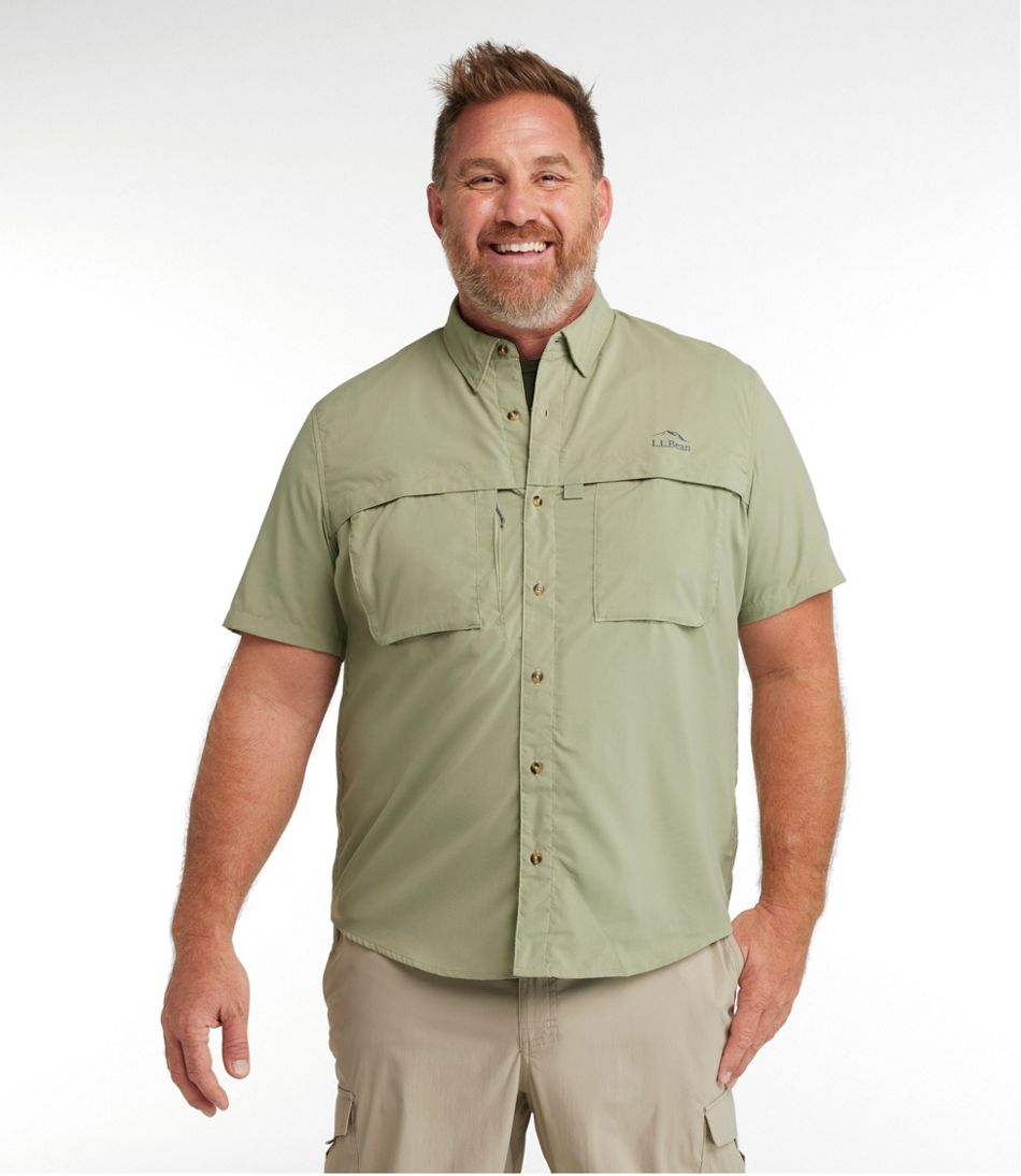 L.L.Bean Tropic Wear Short Sleeve Shirt, Mens, M, Soft Blue