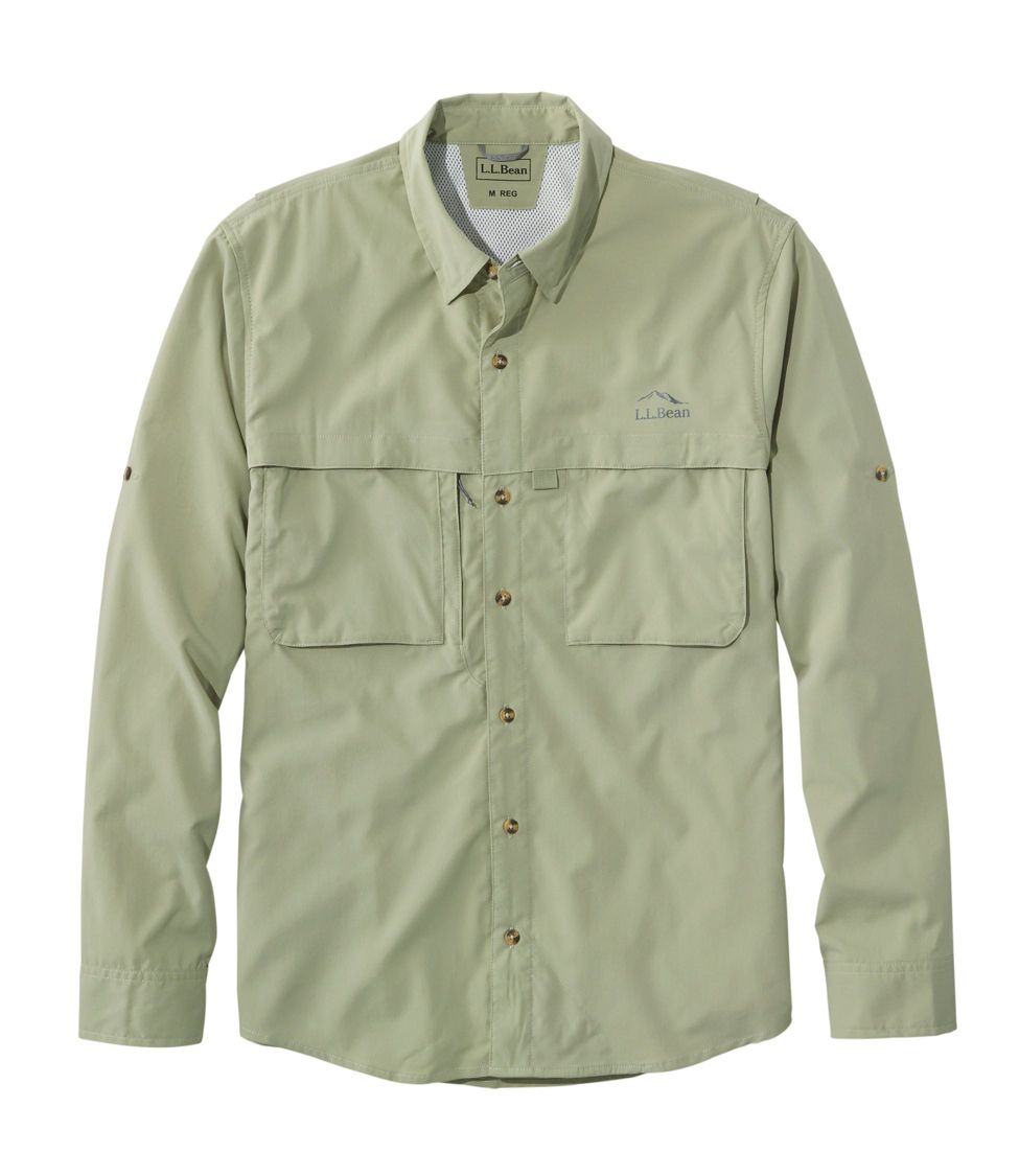 Men's Tropicwear Shirt, Long-Sleeve Dusty Sage Medium, Synthetic/Nylon | L.L.Bean, Tall