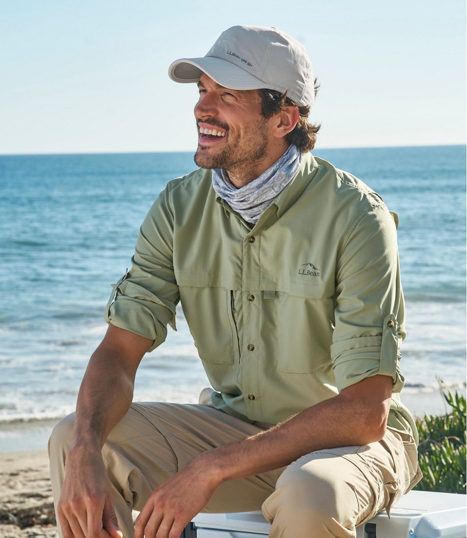 Mens LL Bean Vented Fishing Shirt Long Sleeve Button Down Nylon Breathable  XL