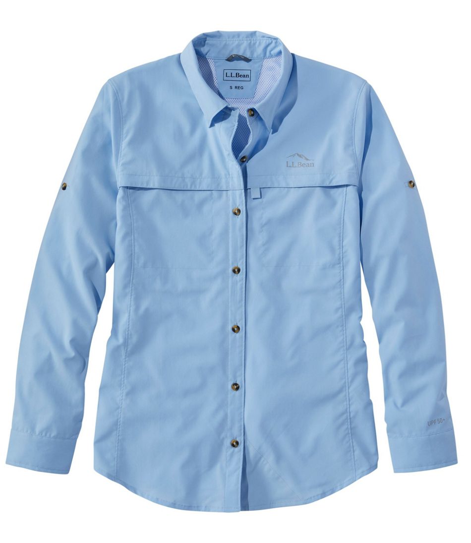 L.L. Bean light blue nylon/polyester short sleeve - Depop