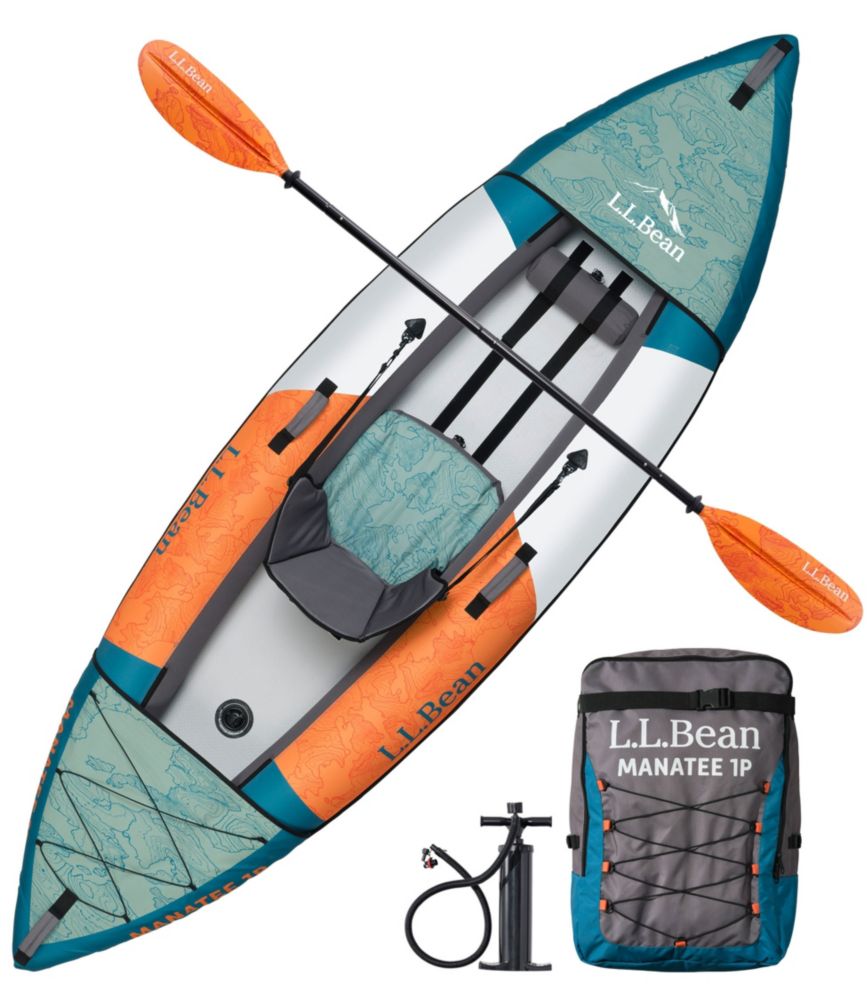 L.L.Bean Manatee Inflatable Kayak Package, 10', Adventure Topo, small image number 1