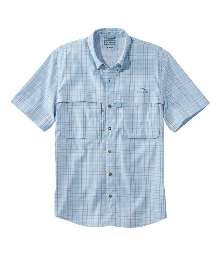 Men's Tropicwear Shirt, Plaid Short-Sleeve, Surf Blue, small image number 1