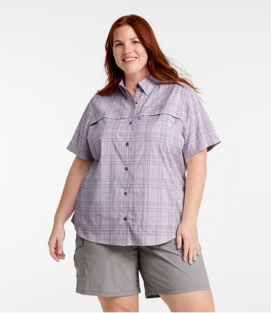 Women's Tropicwear Shirt, Plaid Short-Sleeve, Surf Blue, small image number 2
