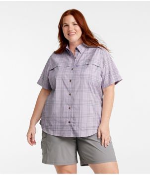 Women's Tropicwear Shirt, Plaid Short-Sleeve