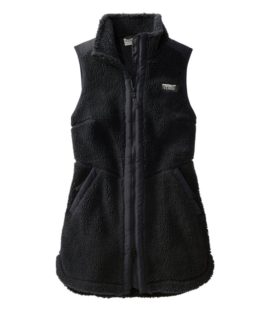 Women's Bean's Sherpa Fleece Long Vest, Black, small image number 1