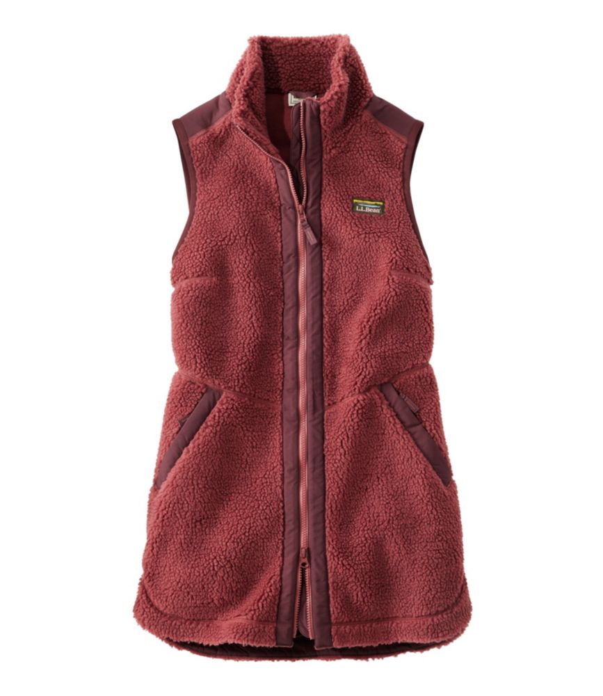 Women's Bean's Sherpa Fleece Long Vest, Rosewood, small image number 1