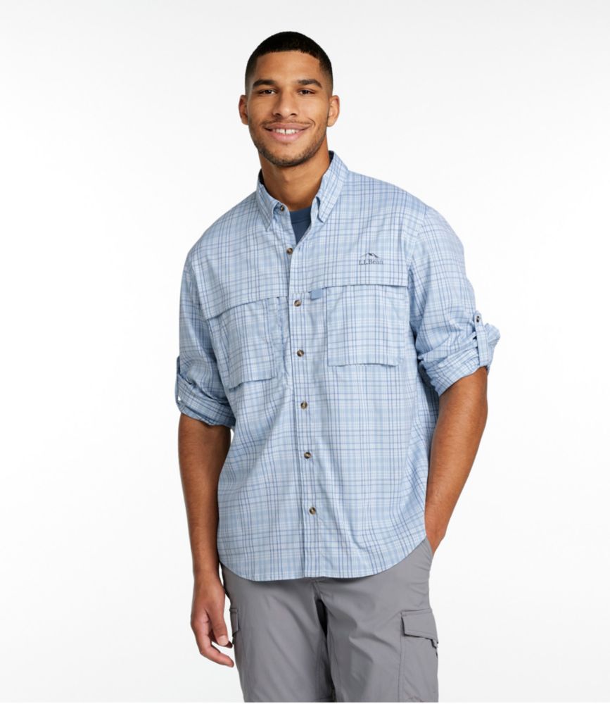 Men's Tropicwear Shirt, Plaid Long-Sleeve, Surf Blue, small image number 2