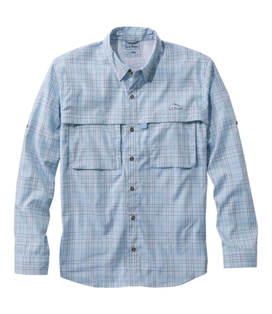 Men's Tropicwear Shirt, Plaid Long-Sleeve, Surf Blue, small image number 1