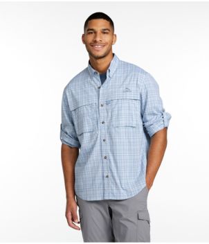 Men's Tropicwear Shirt, Plaid Long-Sleeve