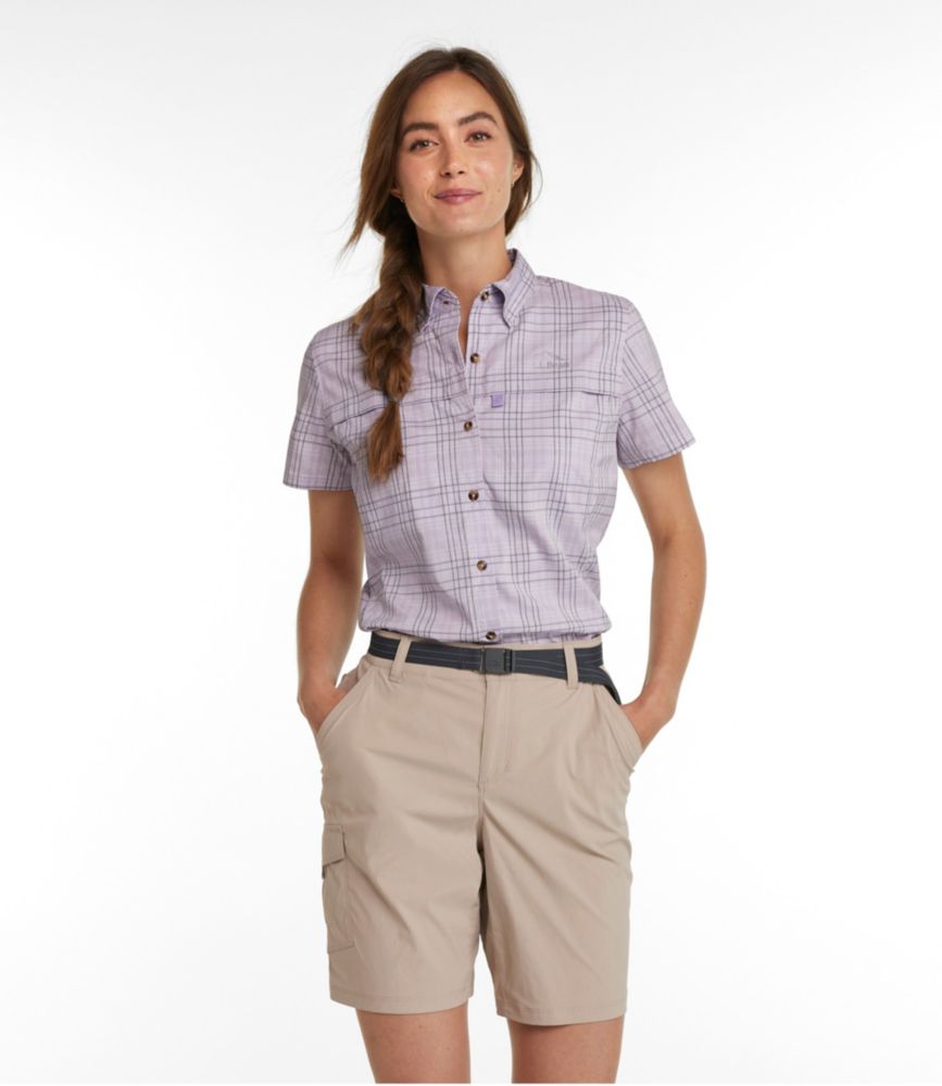 Women's Tropicwear Shirt, Plaid Short-Sleeve, Pastel Lilac, small image number 2