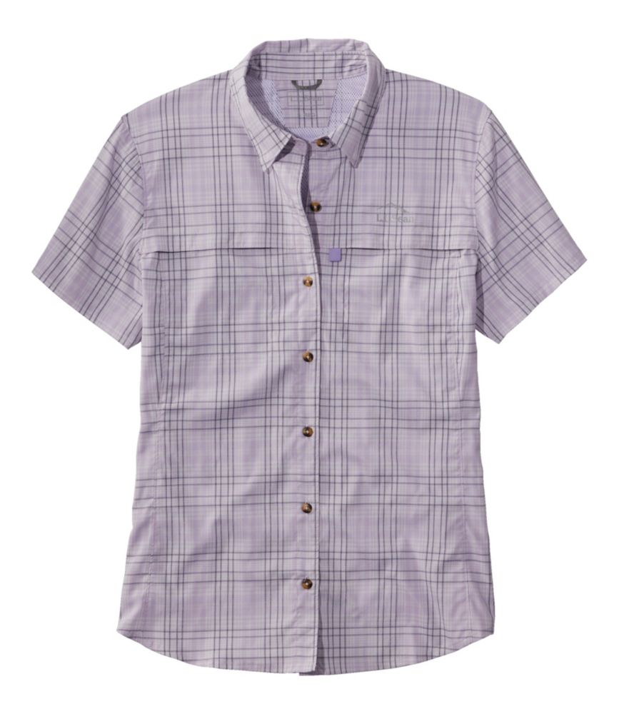 Women's Tropicwear Shirt, Plaid Short-Sleeve, Pastel Lilac, small image number 1