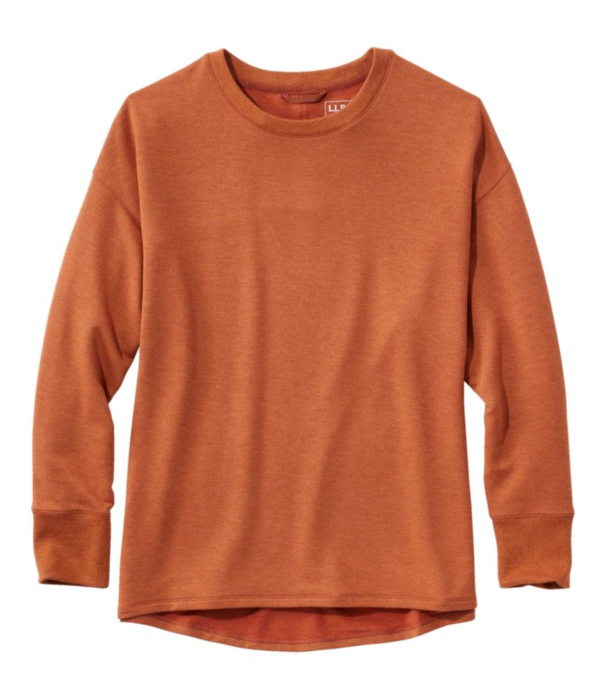 Women s SoftFlex Crewneck Dolman Sleeve Pullover Gingerbread Heather Large Synthetic Polyester Blend L.L.Bean