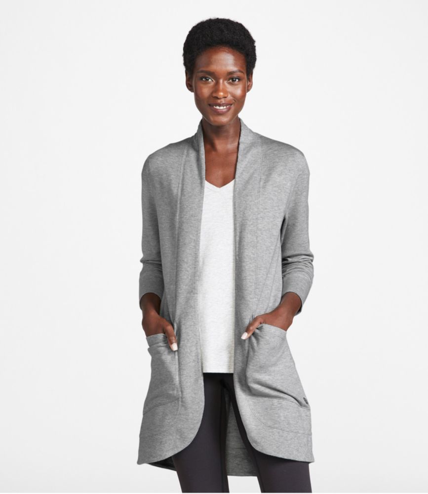 Women's SoftFlex Long Open Cardigan, Gray Heather, small image number 2