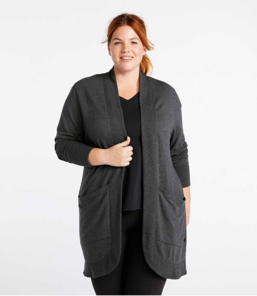 Women's SoftFlex Long Open Cardigan, Gray Heather, small image number 2