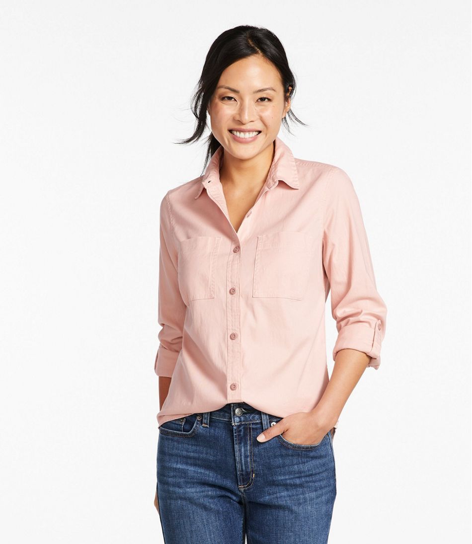 Women's Comfort Cotton/Tencel Shirt, Long-Sleeve Dusty Olive Large, Tencel Blend | L.L.Bean