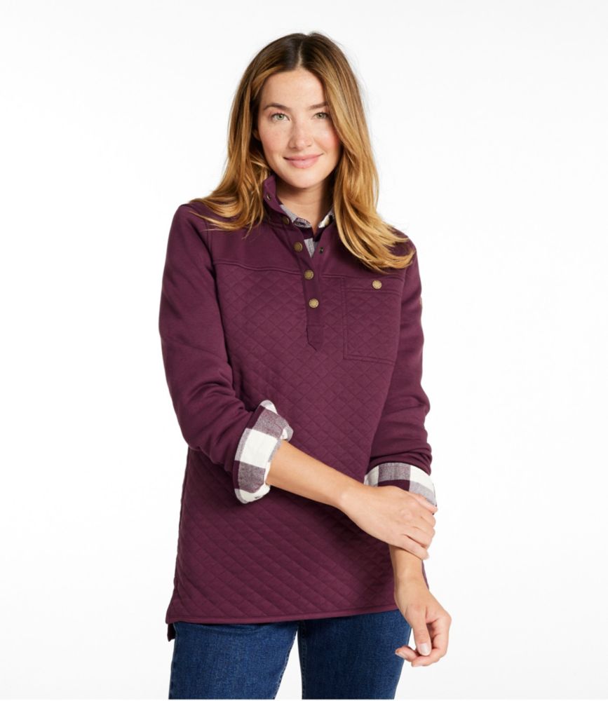 Women's Quilted Sweatshirt, Mockneck Tunic