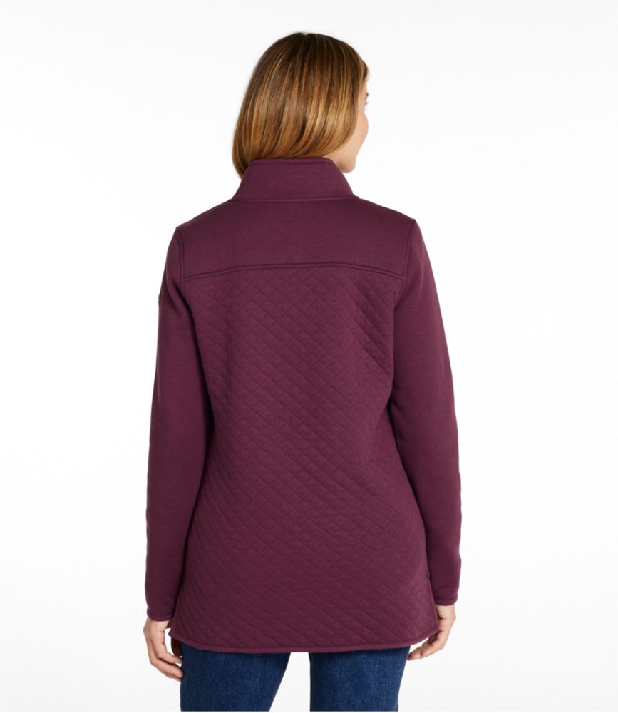 Women's Quilted Sweatshirt, Mockneck Tunic, Light Gray Heather, small image number 3