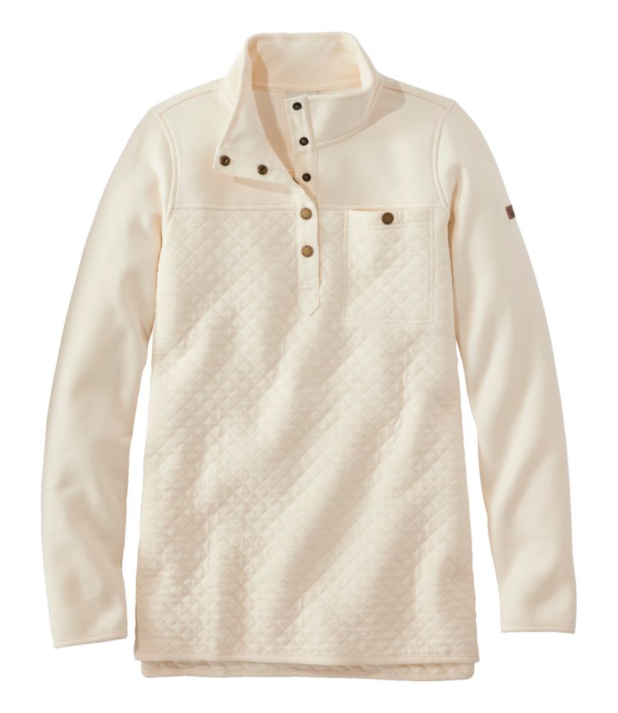 Women's Quilted Sweatshirt, Mockneck Tunic, Cream, small image number 1