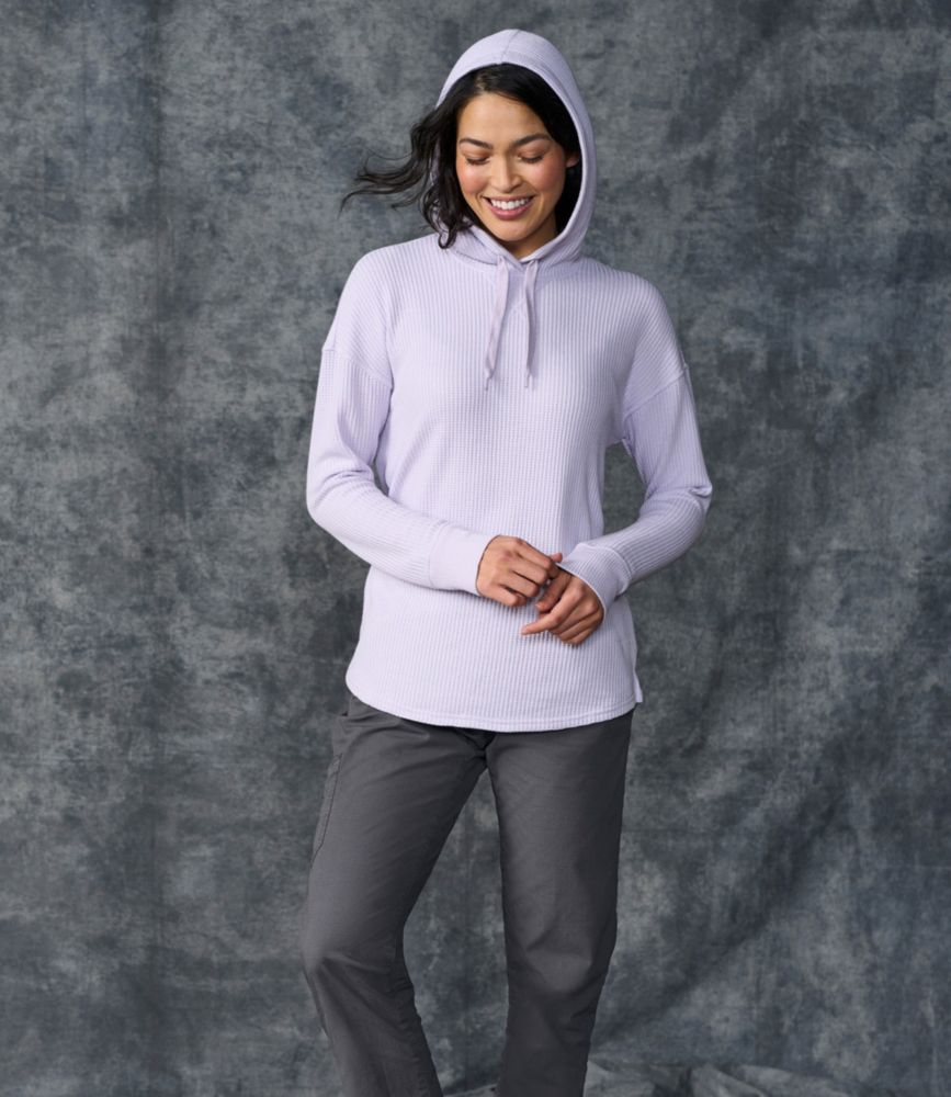 Women's Soft Stretch Waffle Hoodie, Faded Jade, small image number 5