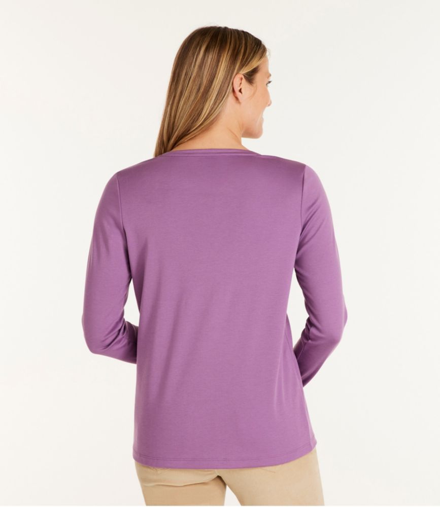 Women's Pima Cotton Shaped V-Neck, Long-Sleeve, , small image number 2