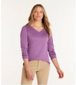 Women's Pima Cotton Shaped V-Neck, Long-Sleeve