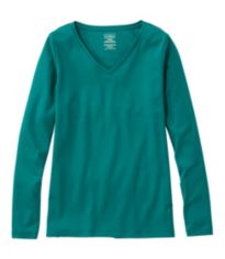 L.L.Bean Pima Crew Neck Short Sleeve Women's Clothing Warm Teal : MD